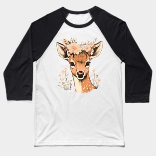 Deer and flowers Baseball T-Shirt